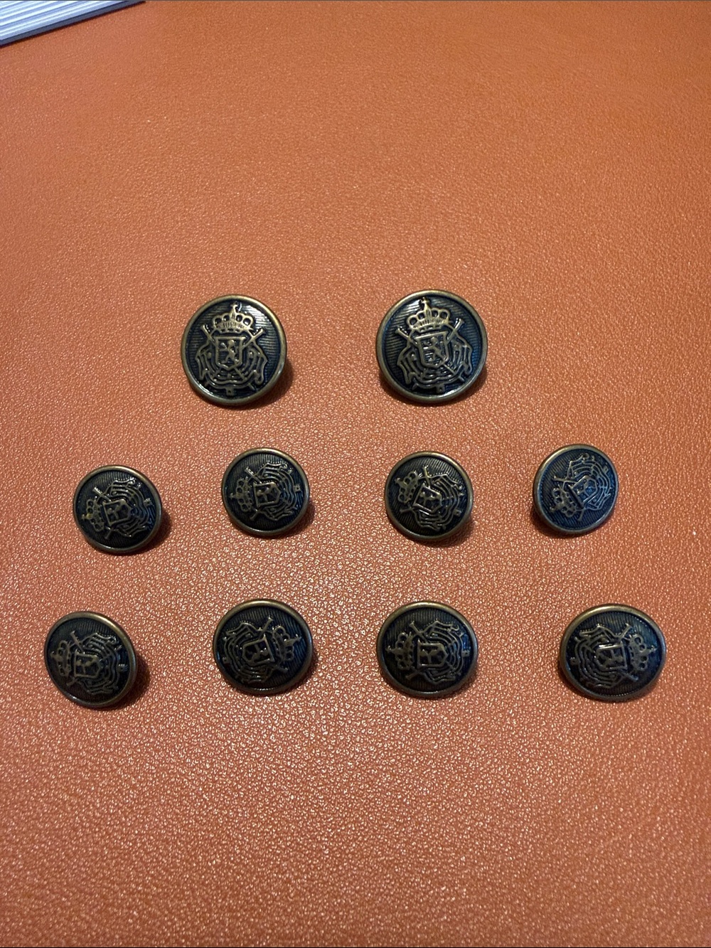 Antique-Style Black Metal Crest Blazer Buttons